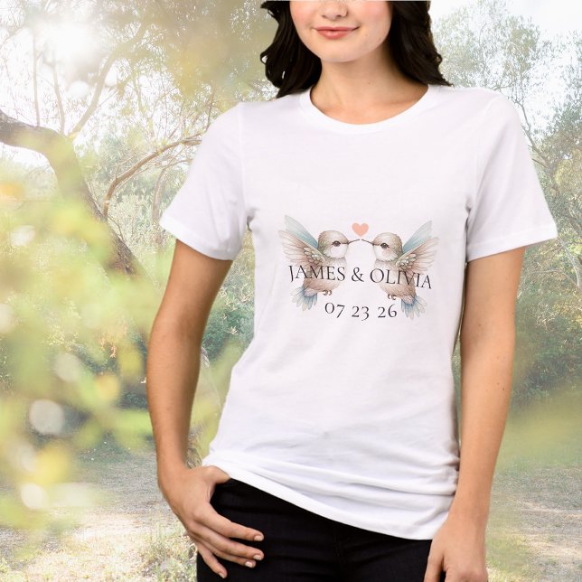 Camiseta Casamento de Coração de Hummingbird Adorável Perso (Criador carregado)