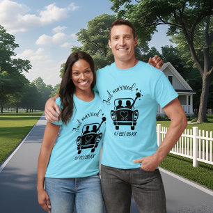 Camiseta Casamento de data de adição de recem casados bonit