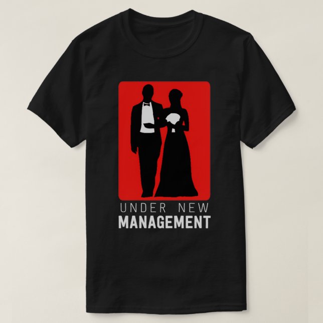 Camiseta Casamento de Despedida de Solteiro Sob Nova Gestão (Frente do Design)