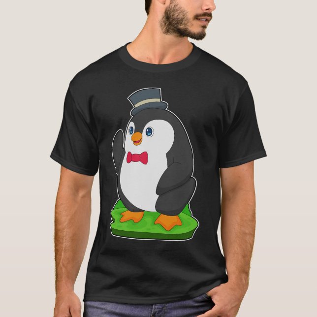 Camiseta Casamento de laço de gravata de pinguim (Frente)