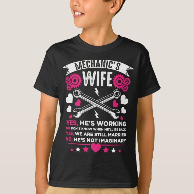 Camiseta Casamento de Namorada de Esposa Mecânica (Frente)