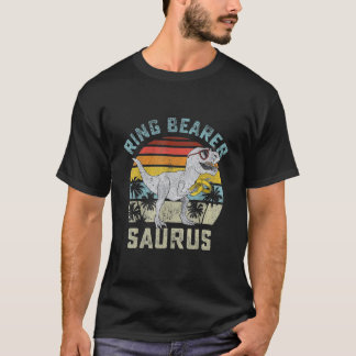 Camiseta Casamento de Ring Bearer Saurus Dinosaur