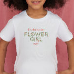 Camiseta Casamento De Texto Floral Da Menina Mais Justa<br><div class="desc">Mostre à sua florista o quão especial e importante ela é na festa de casamento com esta camisa adorável "Eu sou a flor mais bonita de todos!"!</div>