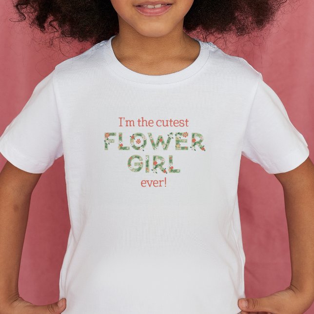 Camiseta Casamento De Texto Floral Da Menina Mais Justa (Criador carregado)