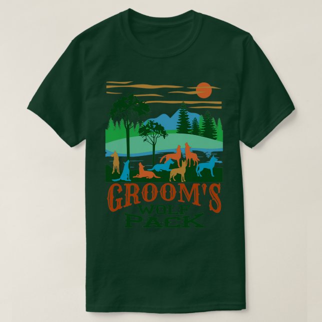 Camiseta Casamento do Wolf Pack Groomx27s (Frente do Design)