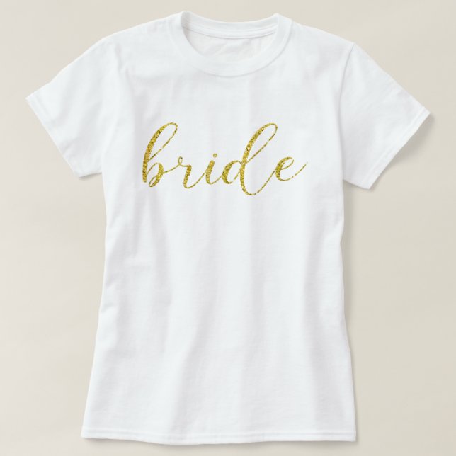 Camiseta Casamento Dourado com Tipografia Noiva (Frente do Design)