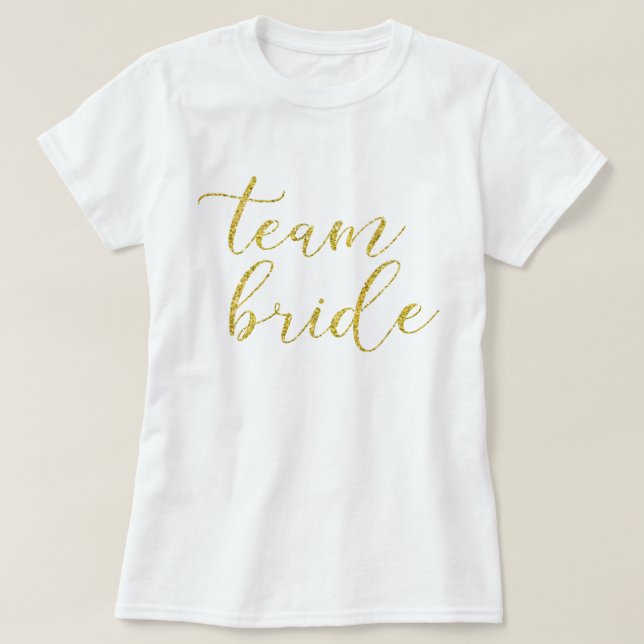 Camiseta Casamento Dourado de noiva da equipe Glitter (Frente do Design)