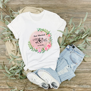 Camiseta Casamento entre o Elegante e a Sra. Blush Pink Flo