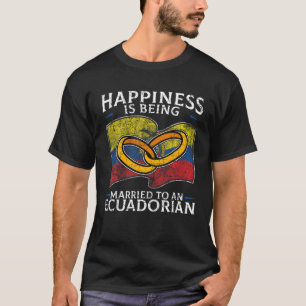 Camiseta Casamento Equatoriano Casamento Casado com Bandeir