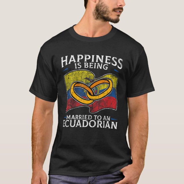 Camiseta Casamento Equatoriano Casamento Casado com Bandeir (Frente)