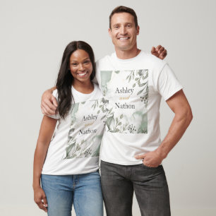 Camiseta Casamento Eucalyptus verde e dourado