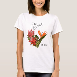 Camiseta Casamento floral da caligrafia tropical da noiva