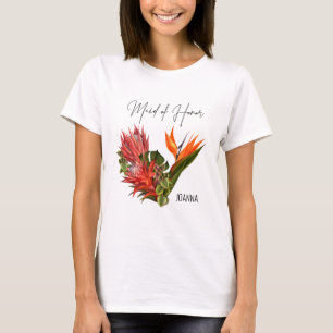 Camiseta Casamento Floral da Madrinha de casamento Tropical