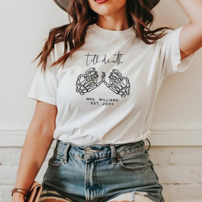 Camiseta Casamento Gótico Personalizado Até Morte (Criador carregado)