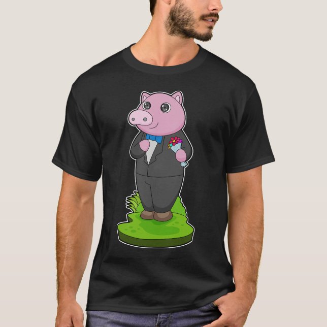 Camiseta Casamento Jaqueta de Noivo Porco (Frente)