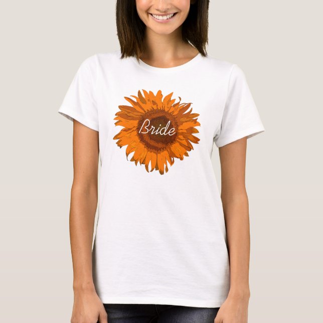 Camiseta Casamento Laranja de Brie de Girassol (Frente)