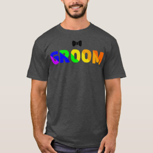 Camiseta casamento lgbtq arco-íris noivo