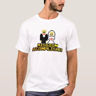 Camiseta casamento "Missão Cumprida" (8 bits)