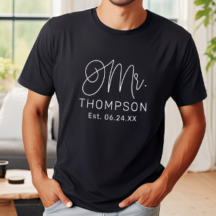 Camiseta Casamento Personalizado de Script Moderno Branco