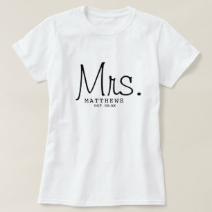 Camiseta Casamento Personalizado do Script Moderno Negro Re