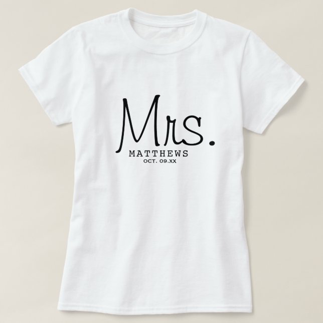 Camiseta Casamento Personalizado do Script Moderno Negro Re (Frente do Design)