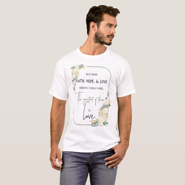 Camiseta Casamento Religioso Aniversário Fé Esperança Amor (Frente Completa)