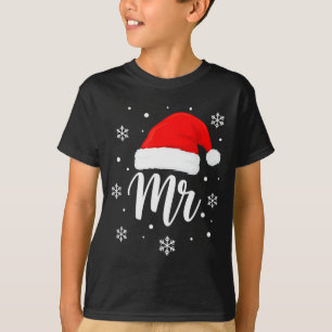 Camiseta Casamento Sr. Chapéu de Papai Noel, Sr. Flocos de