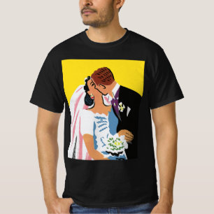 Camiseta Casamento vintage, noiva e noiva, recém-casados be