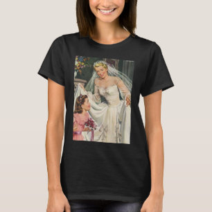 Camiseta Casamento Vintage, Noiva Retro com Menina das Flor