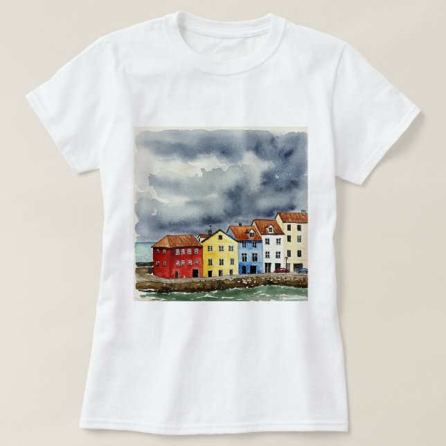 Camiseta Casas coloridas (Frente do Design)