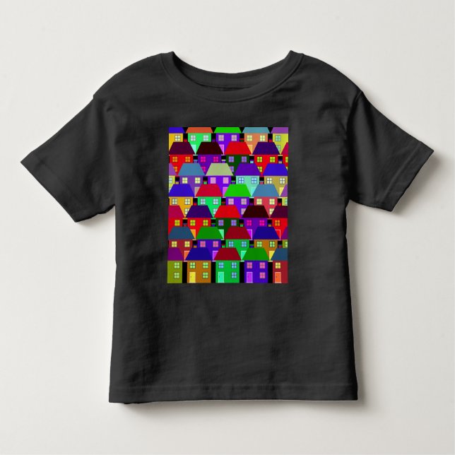 CAMISETA CASAS COLORIDAS COMUNIDADE DOMÉSTICA (Frente)