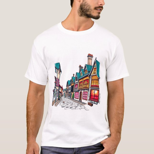 Camiseta Casas com janelas brilhantes (Frente)