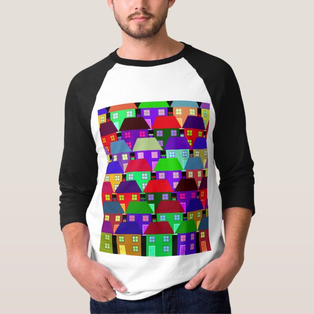 CAMISETA CASAS COMUNIDADE LAR COLORIDA (Frente)