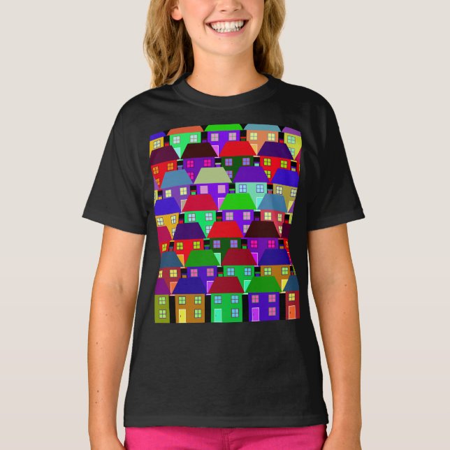 CAMISETA CASAS COMUNIDADE LAR COLORIDA (Frente)