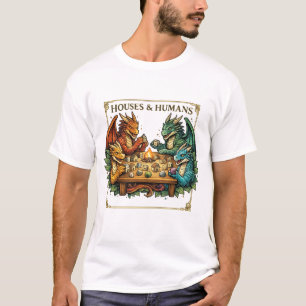 Camiseta Casas de Dragão Divertidas e Arte Fantasia Humana
