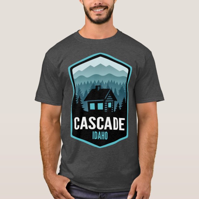 Camiseta Cascade Idaho Mountain Town Cabine Sobredimensiona (Frente)