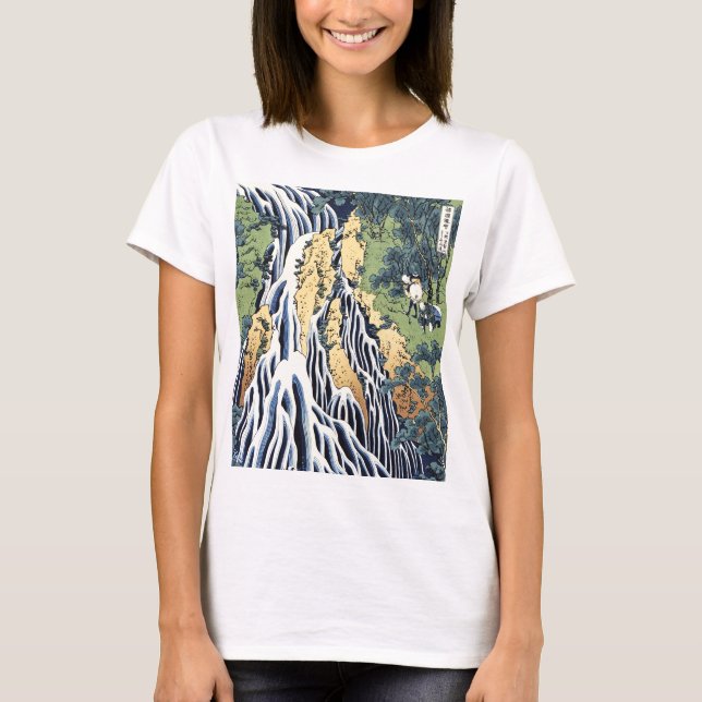 Camiseta Cascata de Kirifuri perto da montanha Housai de Ku (Frente)