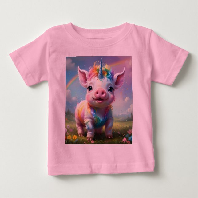 Camiseta "Cascos Mágicos: O Rainbow Unicorn Pig" (Frente)