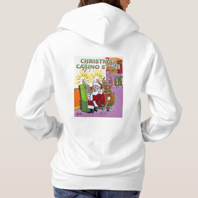 Camiseta Casino Estilo de Natal, mulheres, capuz branco de  (Verso)