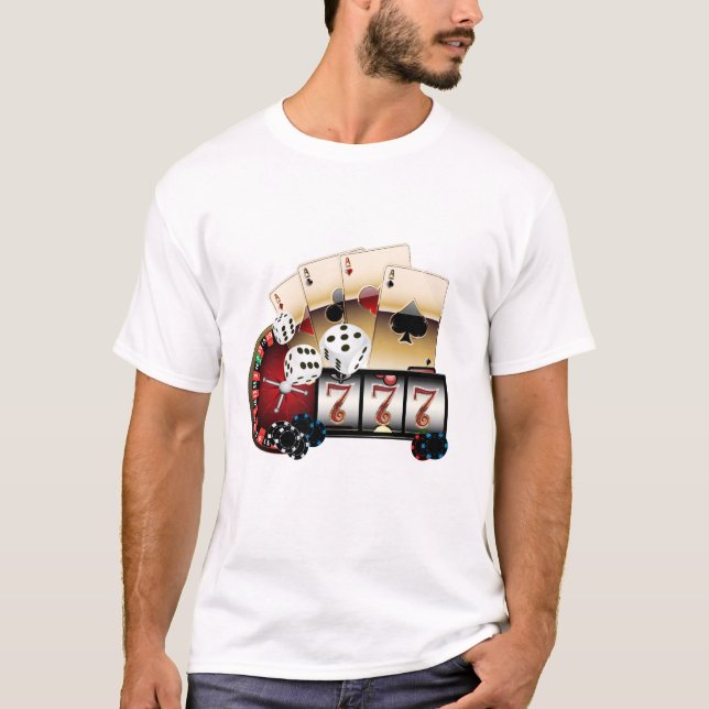 Camiseta casino, vegas, pôquer, jogo, adulto (Frente)