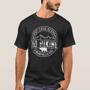 Camiseta Caso Pior de Acampamento Cenário Bear Engraçado Ve
