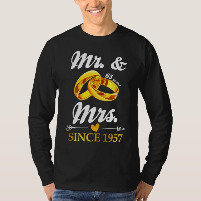 Camiseta Casou-se com Mr. & Mrs. desde 1957 Casal 65 (Frente)