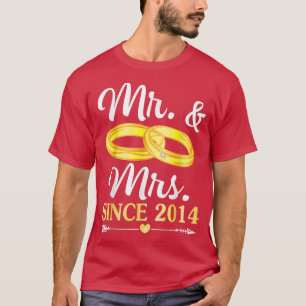 Camiseta Casou-Se Com O Sr. E A Sra. Desde 2014, Feliz Hus