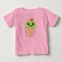 Casquinha de Sorvete de Hortelã Kawaii com Cereja