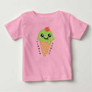 Camiseta Casquinha de Sorvete de Hortelã Kawaii com Cereja 