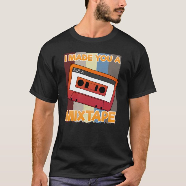Camiseta Cassete de Música Retroativa dos anos 80 Eu fiz um (Frente)