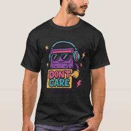Camiseta Cassete Retro 'Não se importa' Tee Estético Engraç