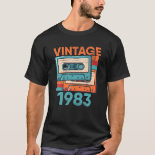 Camiseta Cassete Vintage 1983 Clássico Bday 39 Anos Par