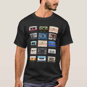 Camiseta Cassetes Mistura fitas 1980S Rádio Música Gráfico