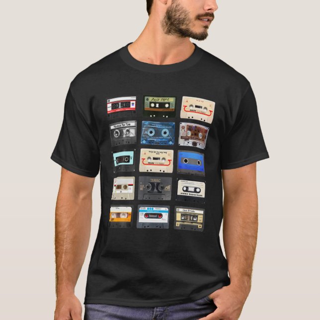 Camiseta Cassetes Mistura fitas 1980S Rádio Música Gráfico (Frente)